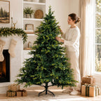 Realistic PE/PVC Unlit Artificial Christmas Tree with Natural Mixed Foliage, Full Branch Design & Metal Stand – 6 FT, 7 FT & 8 FT (PAT-014) - Direct Wicker