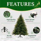 Realistic PE/PVC Unlit Artificial Christmas Tree with Natural Mixed Foliage, Full Branch Design & Metal Stand – 6 FT, 7 FT & 8 FT (PAT-014) - Direct Wicker