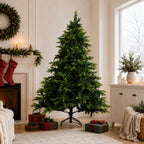 Realistic PE/PVC Unlit Artificial Christmas Tree with Natural Mixed Foliage, Full Branch Design & Metal Stand – 6 FT, 7 FT & 8 FT (PAT-014) - Direct Wicker