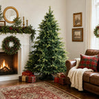 Realistic PE/PVC Unlit Artificial Christmas Tree with Natural Mixed Foliage, Full Branch Design & Metal Stand – 6 FT, 7 FT & 8 FT (PAT-014) - Direct Wicker