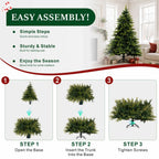 Realistic PE/PVC Unlit Artificial Christmas Tree with Natural Mixed Foliage, Full Branch Design & Metal Stand – 6 FT, 7 FT & 8 FT (PAT-014) - Direct Wicker