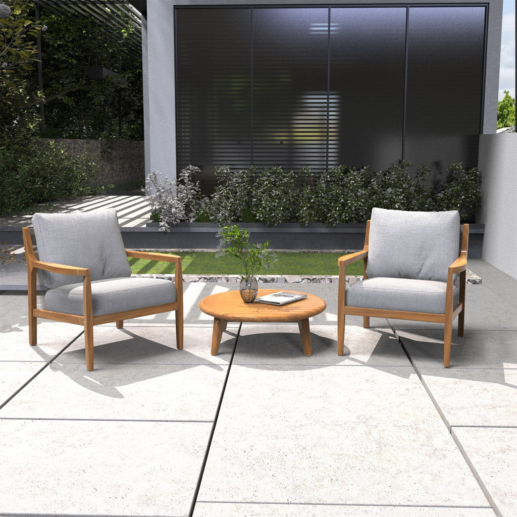 Rebel 2 - Seat Solid Wood Patio Conversation Set (PAS - 2513 - SC*2+TA) - Direct Wicker