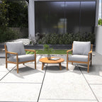 Rebel 2 - Seat Solid Wood Patio Conversation Set (PAS - 2513 - SC*2+TA) - Direct Wicker