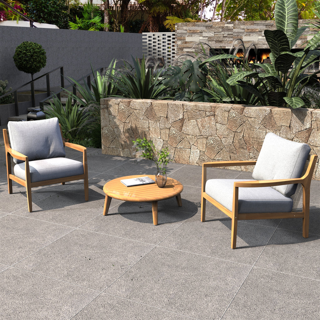 Rebel 2 - Seat Solid Wood Patio Conversation Set (PAS - 2513 - SC*2+TA) - Direct Wicker