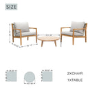 Rebel 2 - Seat Solid Wood Patio Conversation Set (PAS - 2513 - SC*2+TA) - Direct Wicker