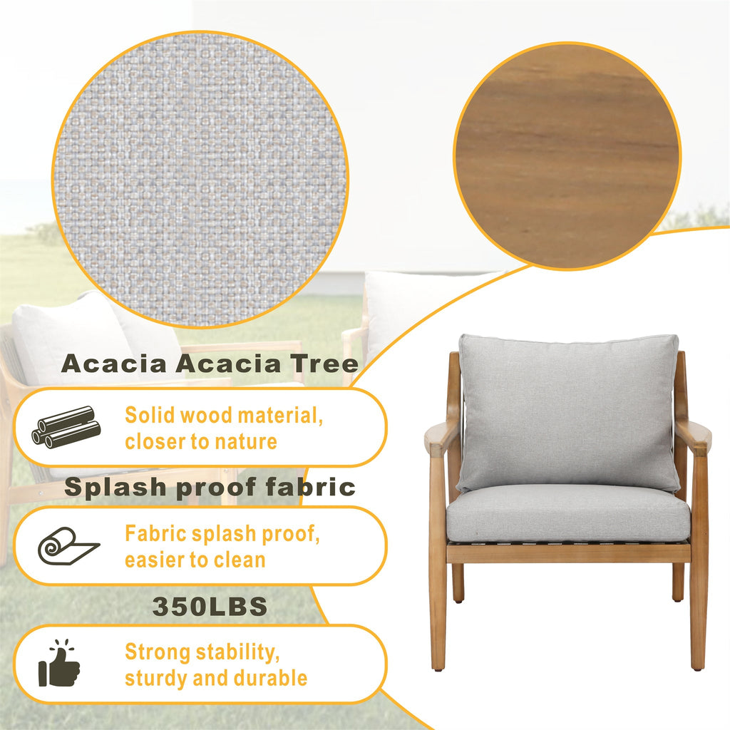 Rebel 2 - Seat Solid Wood Patio Conversation Set (PAS - 2513 - SC*2+TA) - Direct Wicker