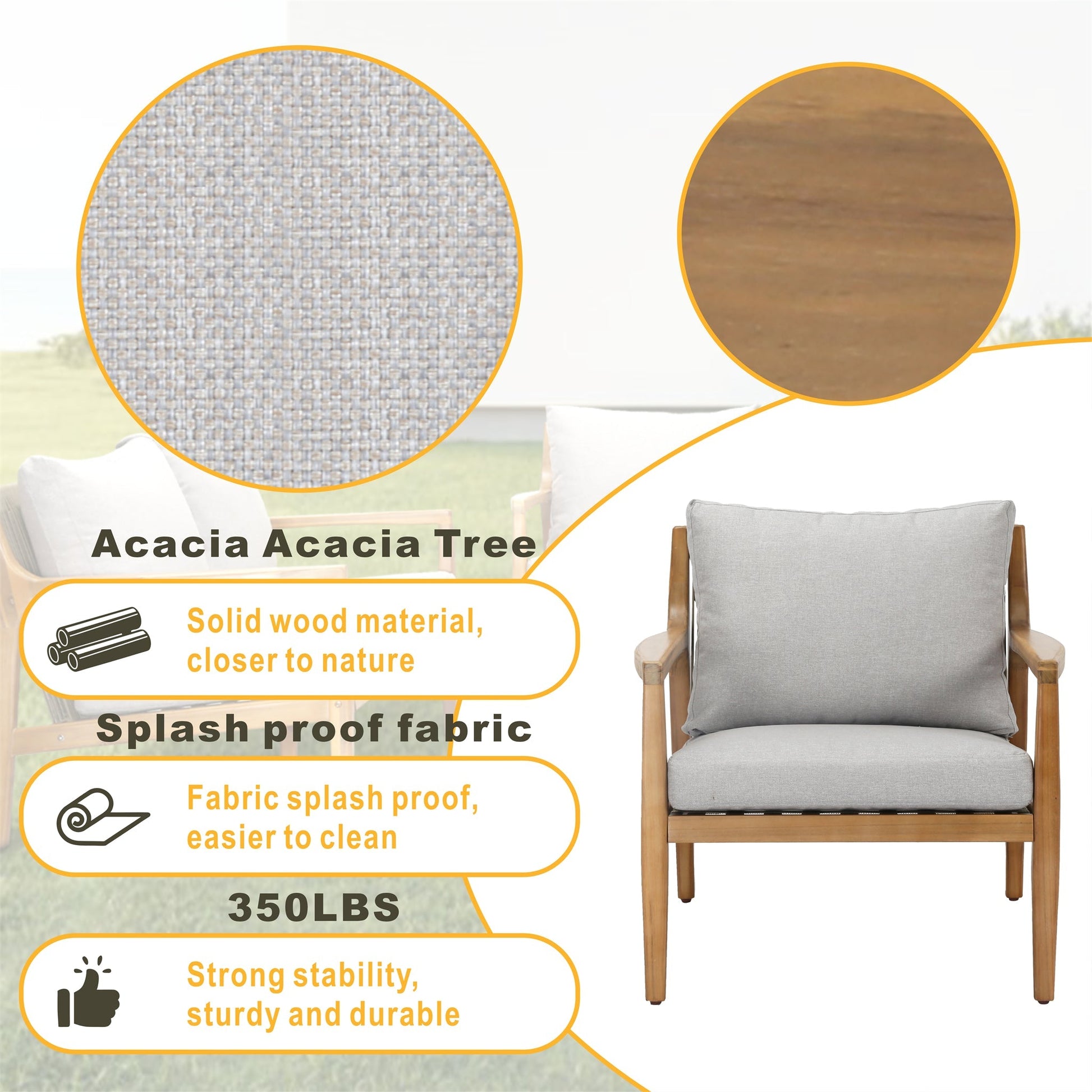 Rebel 2 - Seat Solid Wood Patio Conversation Set (PAS - 2513 - SC*2+TA) - Direct Wicker