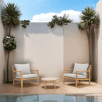 Rebel 2 - Seat Wood Patio Conversation Set with Side Table (PAS - 2513 - SC*2+ST) - Direct Wicker