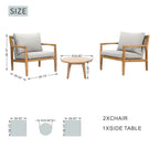 Rebel 2 - Seat Wood Patio Conversation Set with Side Table (PAS - 2513 - SC*2+ST) - Direct Wicker