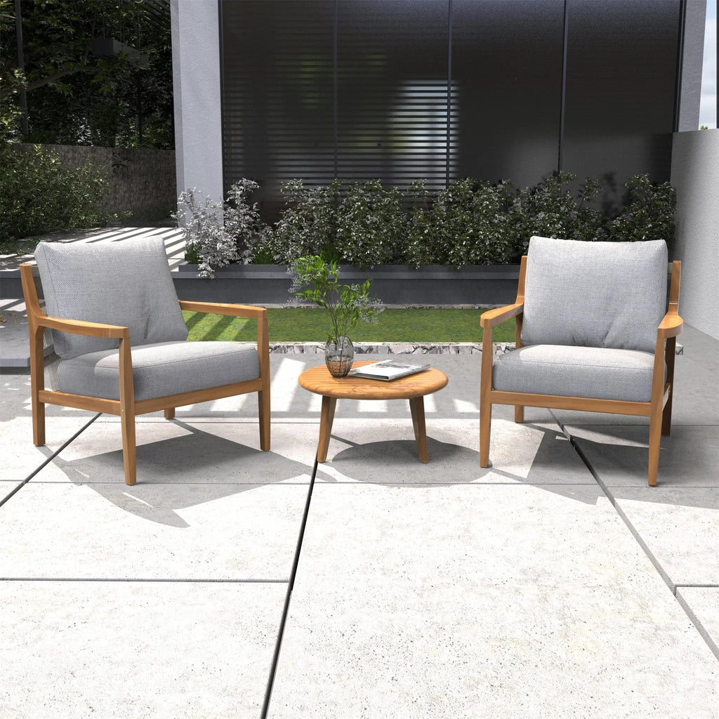 Rebel 2 - Seat Wood Patio Conversation Set with Side Table (PAS - 2513 - SC*2+ST) - Direct Wicker