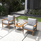 Rebel 2 - Seat Wood Patio Conversation Set with Side Table (PAS - 2513 - SC*2+ST) - Direct Wicker