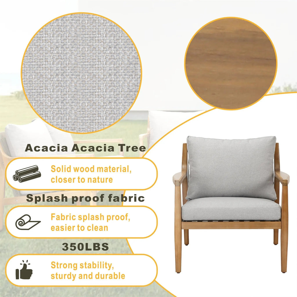 Rebel 2 - Seat Wood Patio Conversation Set with Side Table (PAS - 2513 - SC*2+ST) - Direct Wicker