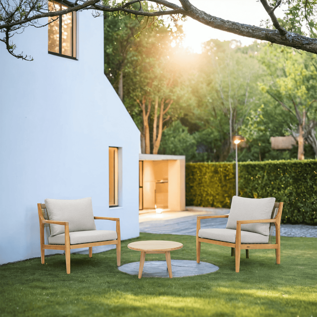 Rebel 2 - Seat Wood Patio Conversation Set with Side Table (PAS - 2513 - SC*2+ST) - Direct Wicker