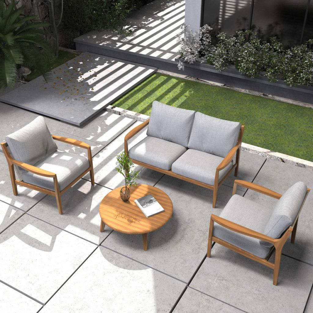 Rebel 4 - Seat Wood Patio Conversation Set (PAS - 2513 - 2SC+SC*2+TA) - Direct Wicker