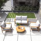 Rebel 4 - Seat Wood Patio Conversation Set (PAS - 2513 - 2SC+SC*2+TA) - Direct Wicker