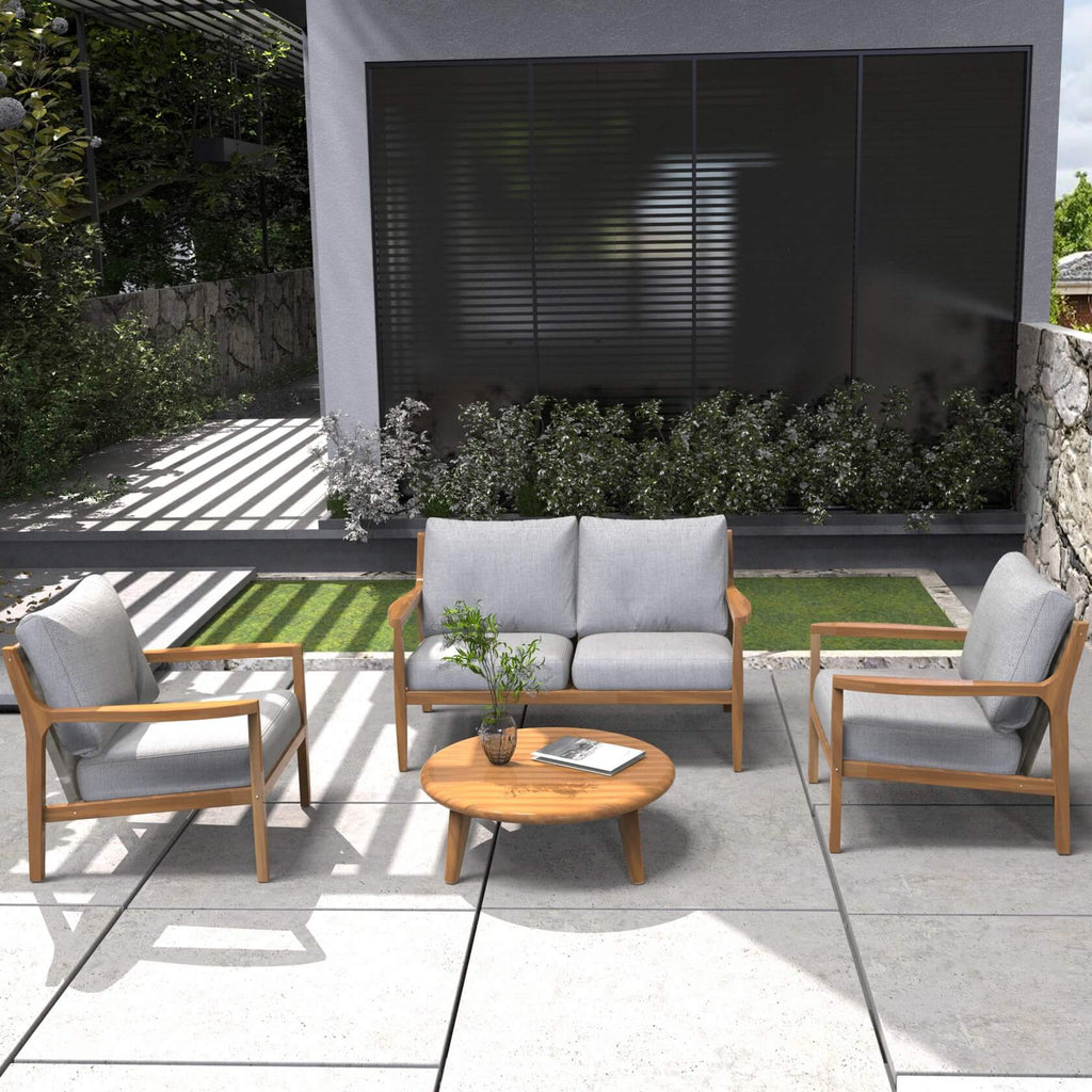 Rebel 4 - Seat Wood Patio Conversation Set (PAS - 2513 - 2SC+SC*2+TA) - Direct Wicker