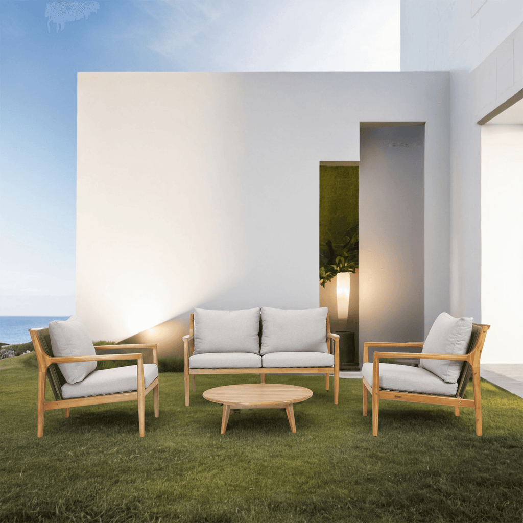 Rebel 4 - Seat Wood Patio Conversation Set (PAS - 2513 - 2SC+SC*2+TA) - Direct Wicker