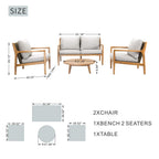 Rebel 4 - Seat Wood Patio Conversation Set (PAS - 2513 - 2SC+SC*2+TA) - Direct Wicker