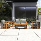 Rebel 4-Seat Wood Patio Conversation Set with Footstool (PAS-2521-2SC+SC*2+TA+ST) - Direct Wicker