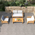 Rebel 4 - Seater Wood Patio Conversation Set (PAS - 2520 - 2SC+SC*2+TA) - Direct Wicker