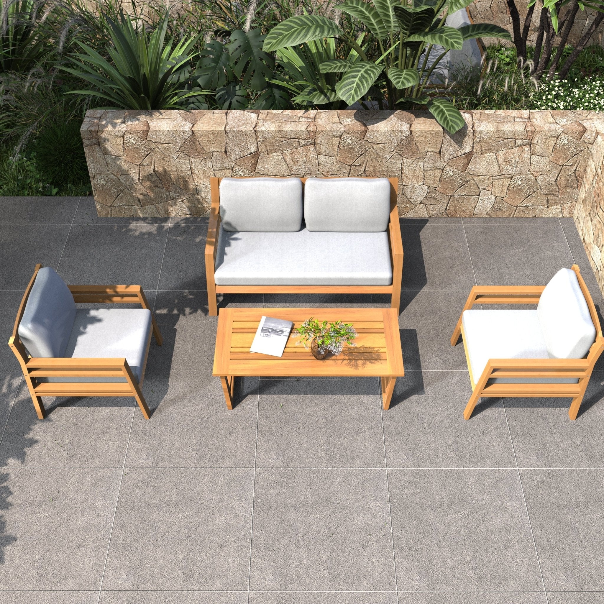 Rebel 4 - Seater Wood Patio Conversation Set (PAS - 2520 - 2SC+SC*2+TA) - Direct Wicker