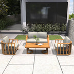 Rebel 4-Seater Wood Patio Conversation Set (PAS-2521-2SC+SC*2+TA) - Direct Wicker