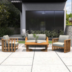 Rebel 4-Seater Wood Patio Conversation Set (PAS-2521-2SC+SC*2+TA) - Direct Wicker