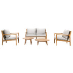 Rebel 4 - Seater Wood Patio Conversation Set with Side Table (PAS - 2513 - 2SC+SC*2+TA+ST) - Direct Wicker