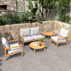 Rebel 4 - Seater Wood Patio Conversation Set with Side Table (PAS - 2513 - 2SC+SC*2+TA+ST) - Direct Wicker