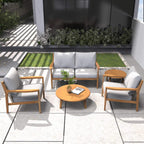Rebel 4 - Seater Wood Patio Conversation Set with Side Table (PAS - 2513 - 2SC+SC*2+TA+ST) - Direct Wicker
