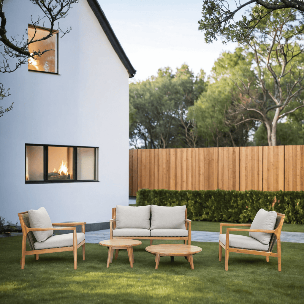Rebel 4 - Seater Wood Patio Conversation Set with Side Table (PAS - 2513 - 2SC+SC*2+TA+ST) - Direct Wicker