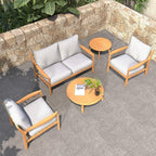 Rebel 4 - Seater Wood Patio Conversation Set with Side Table (PAS - 2513 - 2SC+SC*2+TA+ST) - Direct Wicker