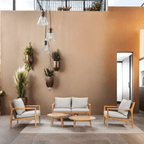 Rebel 4 - Seater Wood Patio Conversation Set with Side Table (PAS - 2513 - 2SC+SC*2+TA+ST) - Direct Wicker