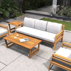 Rebel 5-Seat Wood Patio Conversation Set with Footstool (PAS-2520-3SC+SC*2+TA+ST) - Direct Wicker