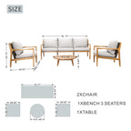 Rebel 5 - Seater Wood Patio Conversation Set (PAS - 2513 - 3SC+SC*2+TA) - Direct Wicker