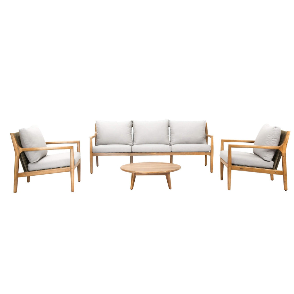 Rebel 5 - Seater Wood Patio Conversation Set (PAS - 2513 - 3SC+SC*2+TA) - Direct Wicker