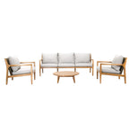 Rebel 5 - Seater Wood Patio Conversation Set (PAS - 2513 - 3SC+SC*2+TA) - Direct Wicker