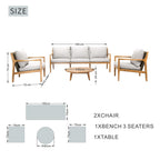Rebel 5 - Seater Wood Patio Conversation Set (PAS - 2513 - 3SC+SC*2+TA) - Direct Wicker