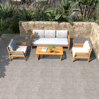 Rebel 5-Seater Wood Patio Conversation Set (PAS-2520-3SC+SC*2+TA) - Direct Wicker