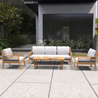 Rebel 5-Seater Wood Patio Conversation Set (PAS-2520-3SC+SC*2+TA) - Direct Wicker