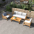 Rebel 5-Seater Wood Patio Conversation Set (PAS-2520-3SC+SC*2+TA) - Direct Wicker