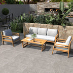 Rebel 5-Seater Wood Patio Conversation Set (PAS-2520-3SC+SC*2+TA) - Direct Wicker