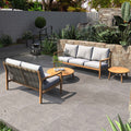 Rebel 5 - Seater Wood Patio Conversation Set with Side Table (PAS - 2513 - 3SC+2SC+TA+ST) - Direct Wicker