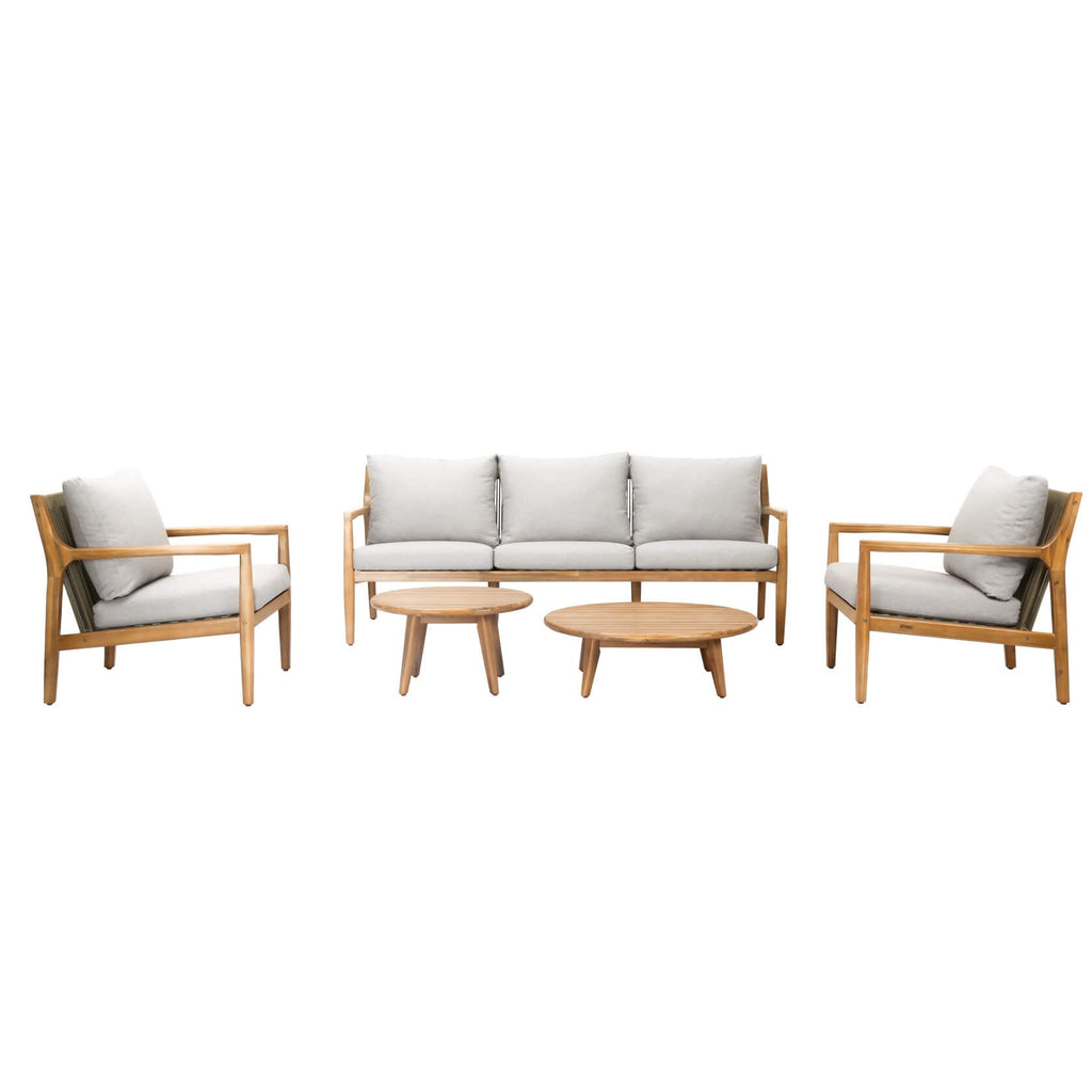 Rebel 5 - Seater Wood Patio Conversation Set with Side Table(PAS - 2513 - 3SC+SC*2+TA+ST) - Direct Wicker