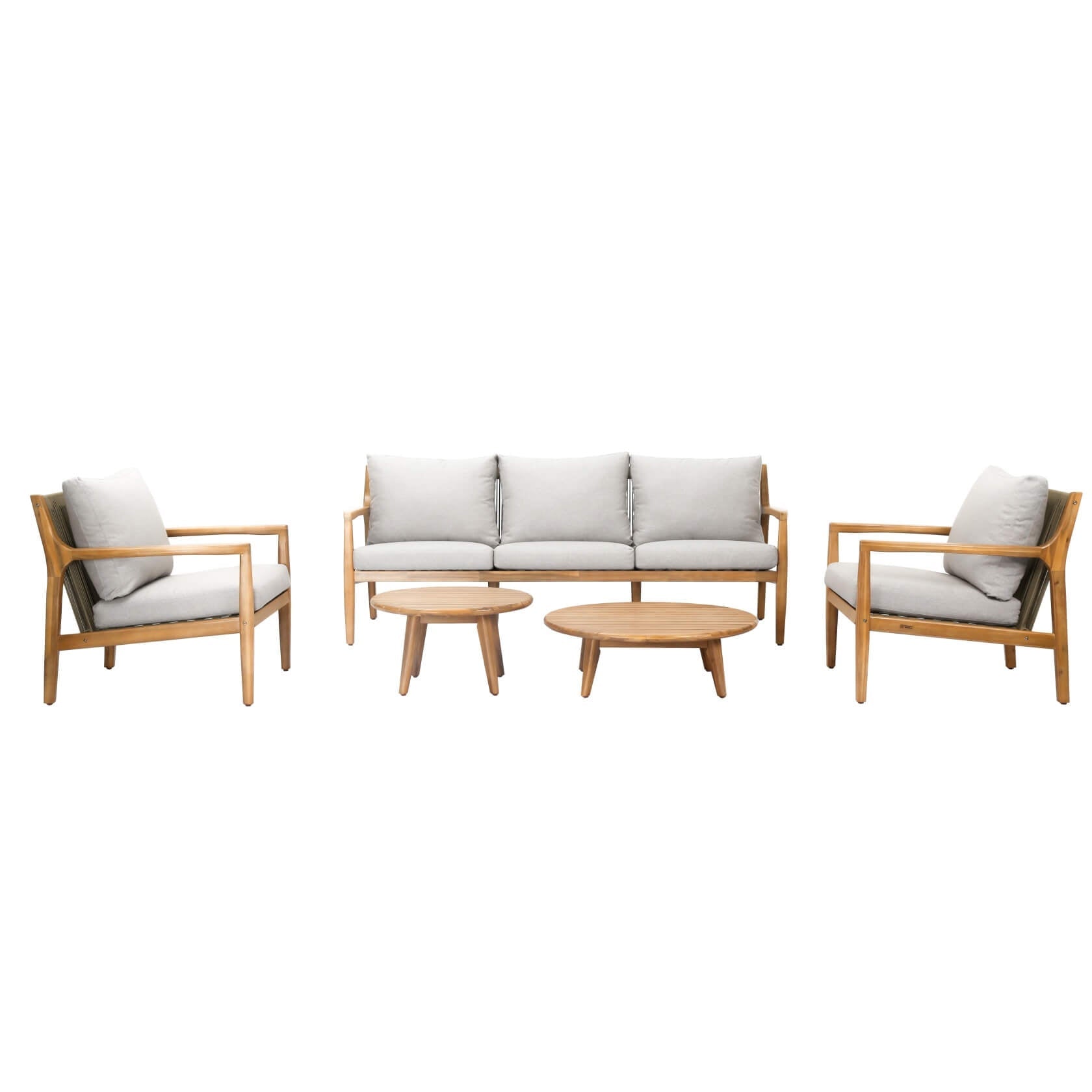 Rebel 5 - Seater Wood Patio Conversation Set with Side Table(PAS - 2513 - 3SC+SC*2+TA+ST) - Direct Wicker