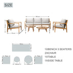 Rebel 5 - Seater Wood Patio Conversation Set with Side Table(PAS - 2513 - 3SC+SC*2+TA+ST) - Direct Wicker