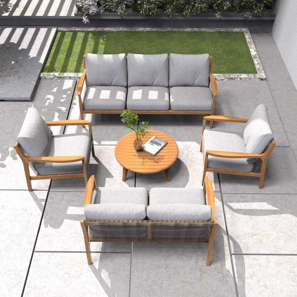 Rebel 7 - Seater Wood Patio Conversation Set (PAS - 2513 - 3SC+2SC+SC*2+TA) - Direct Wicker