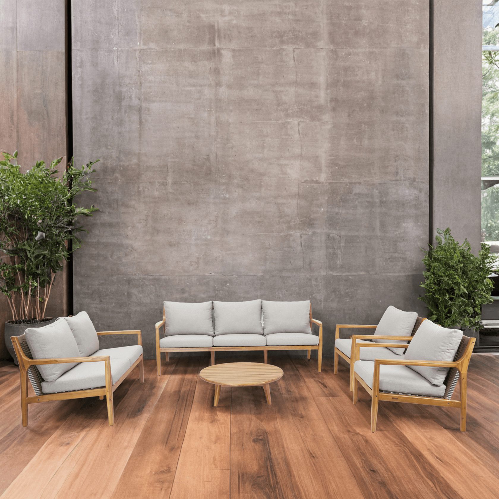 Rebel 7 - Seater Wood Patio Conversation Set (PAS - 2513 - 3SC+2SC+SC*2+TA) - Direct Wicker