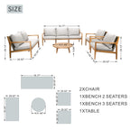 Rebel 7 - Seater Wood Patio Conversation Set (PAS - 2513 - 3SC+2SC+SC*2+TA) - Direct Wicker