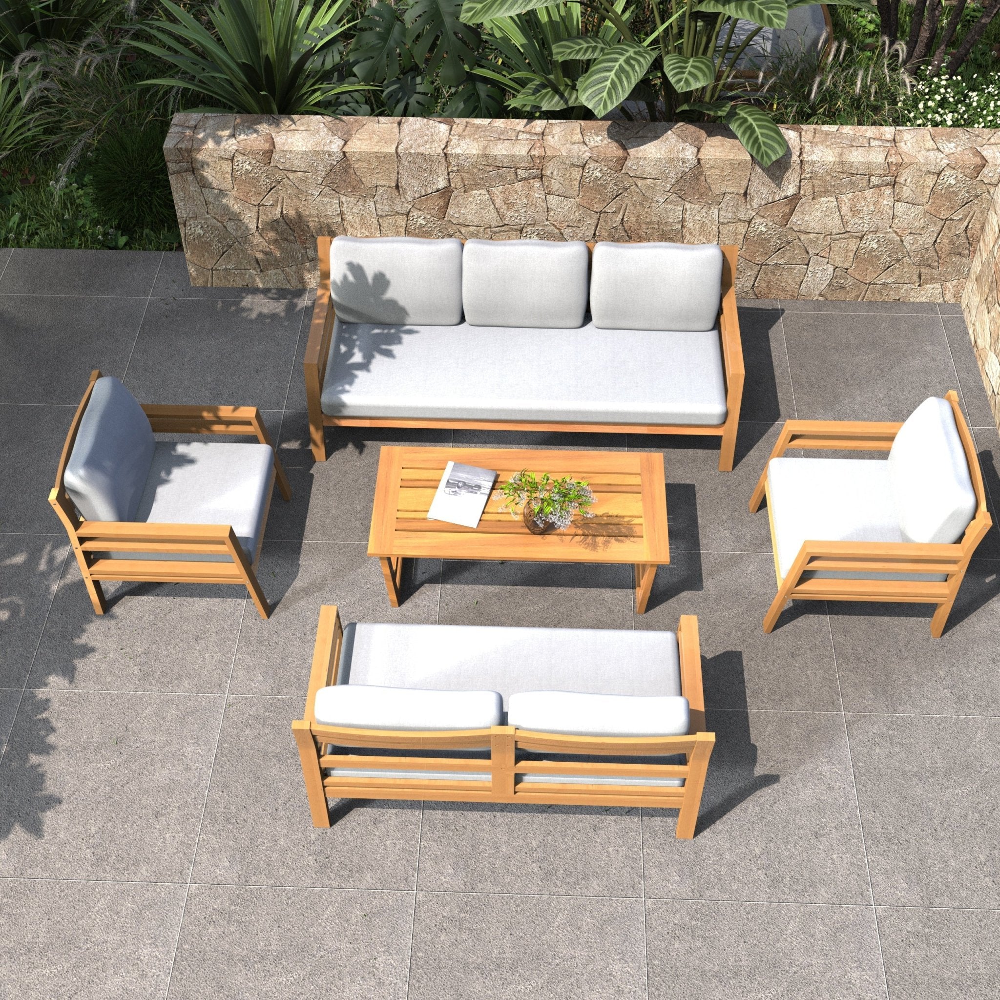 Rebel 7 - Seater Wood Patio Conversation Set (PAS - 2520 - 3SC+2SC+SC*2+TA) - Direct Wicker